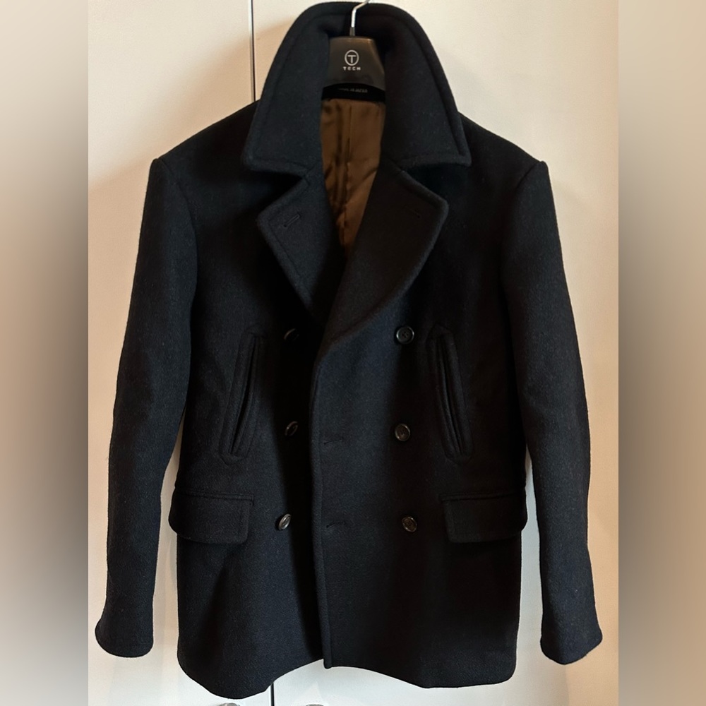TODD SNYDER MADE IN JAPAN Pea Coat Jacket Double Breast F/W $1400 L Black Wool - Picture 1 of 6